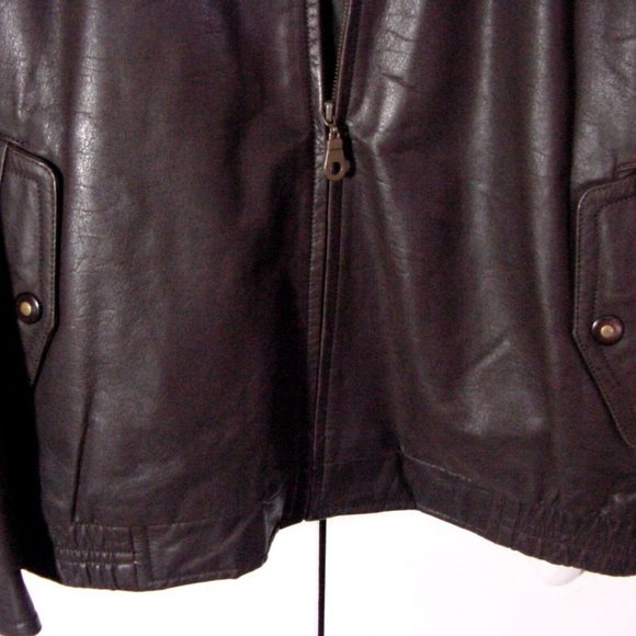Vtg 90's Towne From London Fog Brown Leather Jacket Sz L - Picture 3 of 9